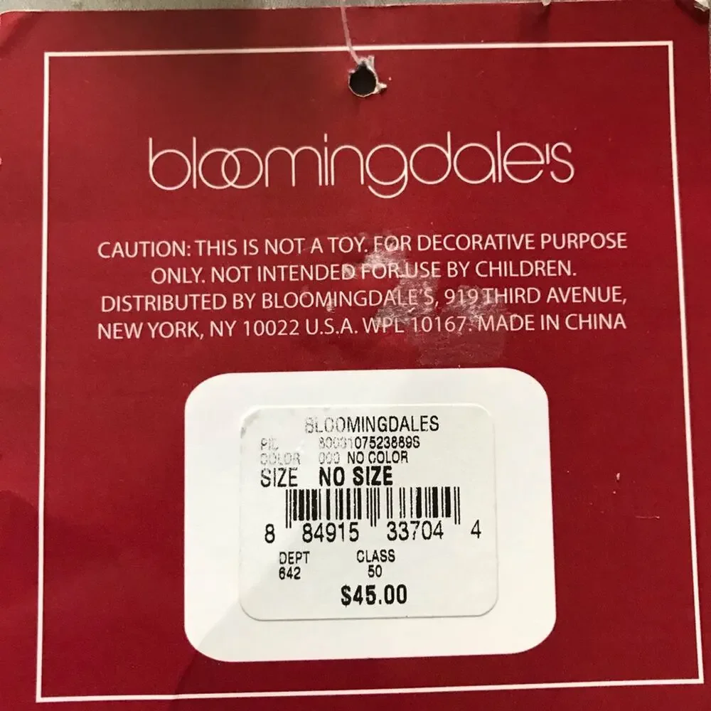 Bloomingdales Xmas Stocking Silver White Snowflake